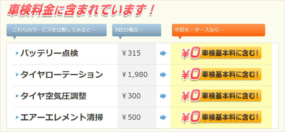 基本料金に含まれています!
